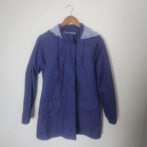 Volcom Rain Jacket Women's Small Purple Polka Dot Hooded Packable Gorpcore
